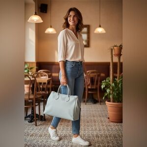 Italian pebble leather weekender satchel